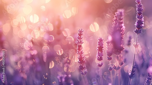 banner close-up purple flowers lavender, illuminated by the sun, blossom, concept summer © Muzikitooo