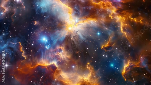 Mystical Nebula Illumination in Vibrant Cosmic Colors