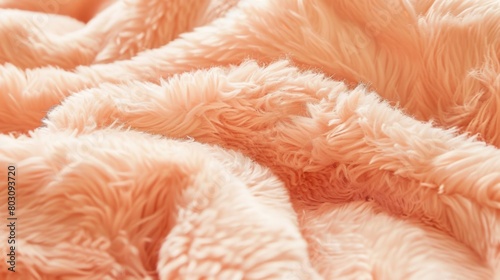 Close-Up Texture of Soft Peach Fuzzy Fabric © Oksana Smyshliaeva