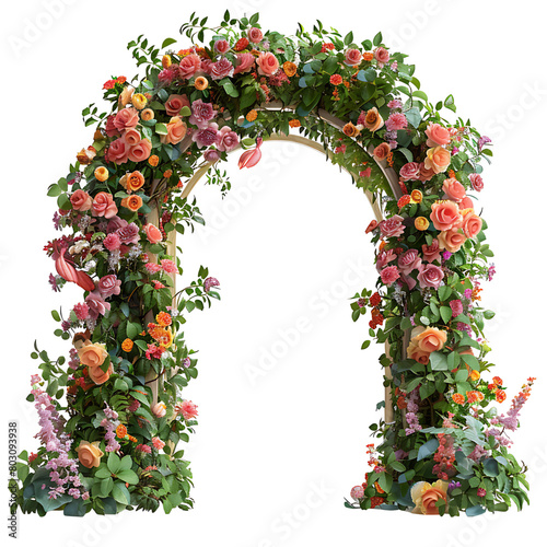 Garden flower arch on isolated transparent background