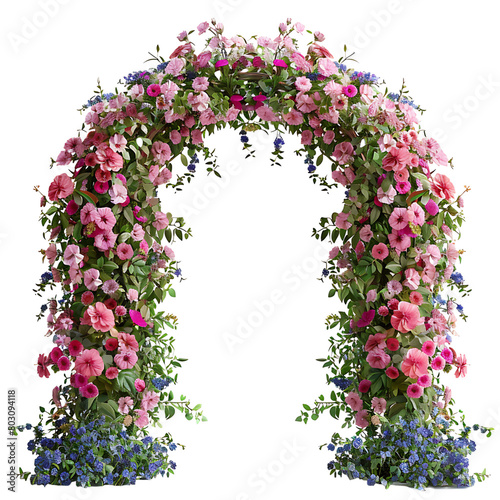 Garden flower arch on isolated transparent background