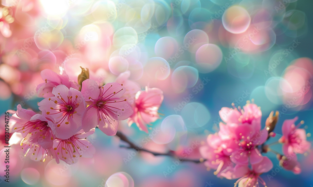 Spring Blossom - A Vibrant Display of Colorful Flowers with Bokeh Background Spring Blossom - A Vibrant Display of Colorful Flowers with Bokeh Background