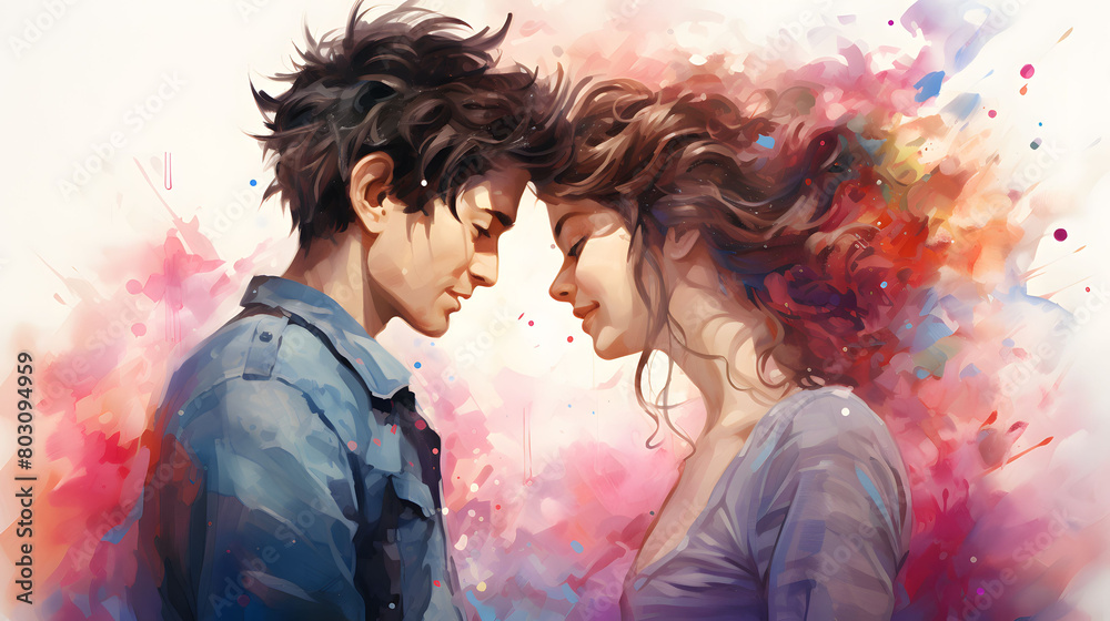 vibrant watercolor illustration of a lover. vibrant watercolor illustration of a lover.