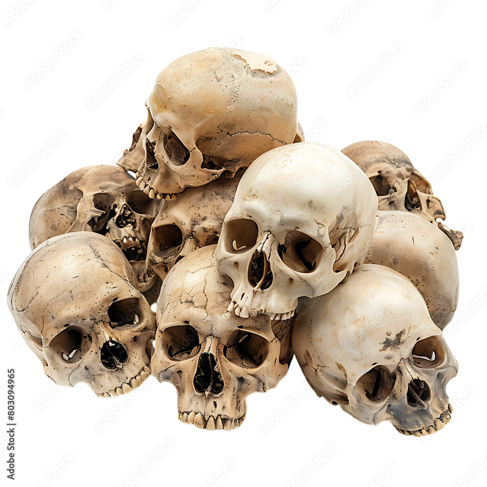 Pile of skull on isolated transparent background Pile of skull on isolated transparent background