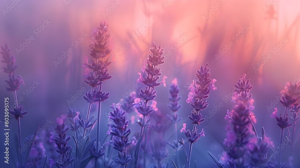 Fototapeta premium banner close-up purple flowers lavender, illuminated by the sun, blossom, concept summer
