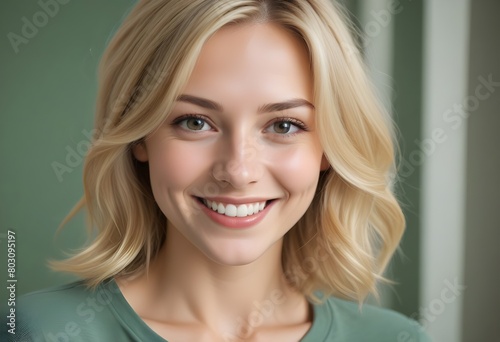 Portrait of a young beautiful charming woman smiling on a clean background