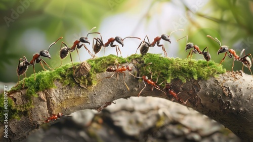 Group of ants works constructing bridge © HPMP Studio