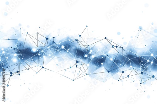 Abstract blue connection structure on a white background  technology and network concept with dots and lines connecting  copy space for text in the style of technology and network concept  