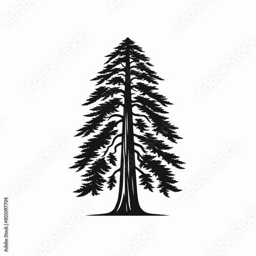 Redwood tree silhouette vector illustration white background