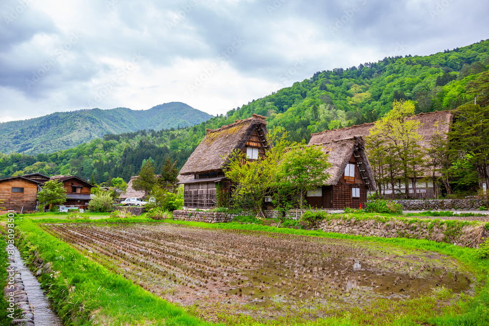 Landscape Traditional and Historical Japanese village Shirakawago in Gifu Prefecture Japan, Gokayama has been inscribed on the UNESCO World Heritage List due to its traditional Gassho-zukuri houses Landscape Traditional and Historical Japanese village Shirakawago in Gifu Prefecture Japan, Gokayama has been inscribed on the UNESCO World Heritage List due to its traditional Gassho-zukuri houses