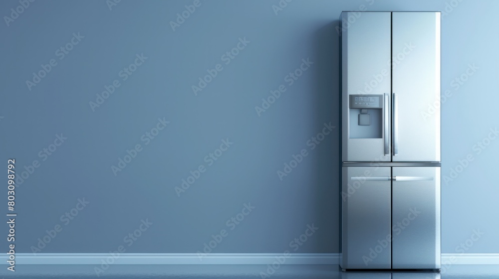 stainless steel refrigerator with a sleek, modern design. stainless steel refrigerator with a sleek, modern design.