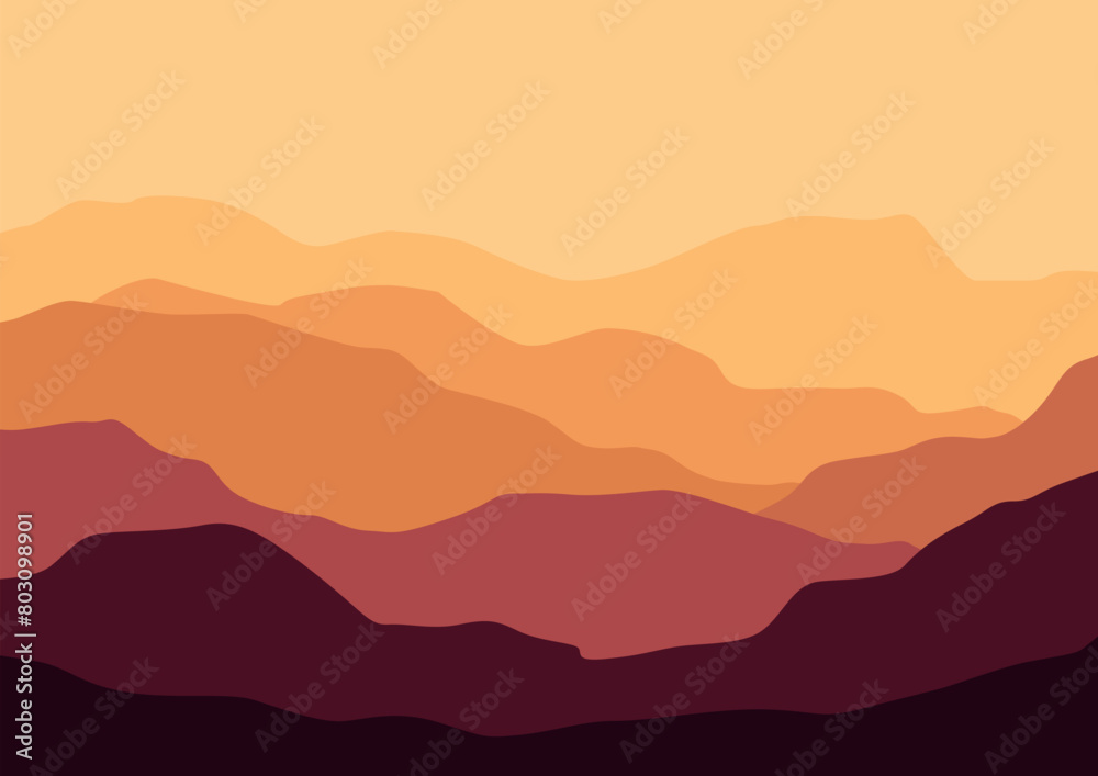 Mountains panorama for background. Vector illustration in flat style. Mountains panorama for background. Vector illustration in flat style.