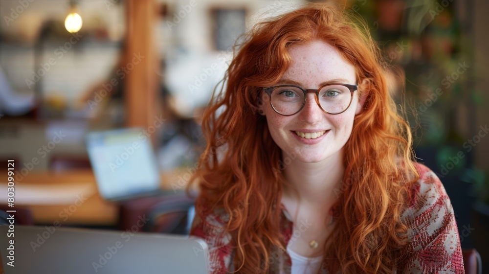 Smiling Red-Haired Woman with Glasses Smiling Red-Haired Woman with Glasses