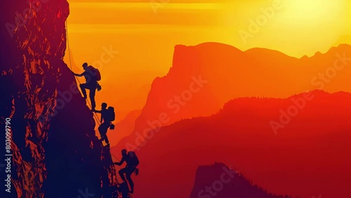 Climbers climbs the mountain	
 photo