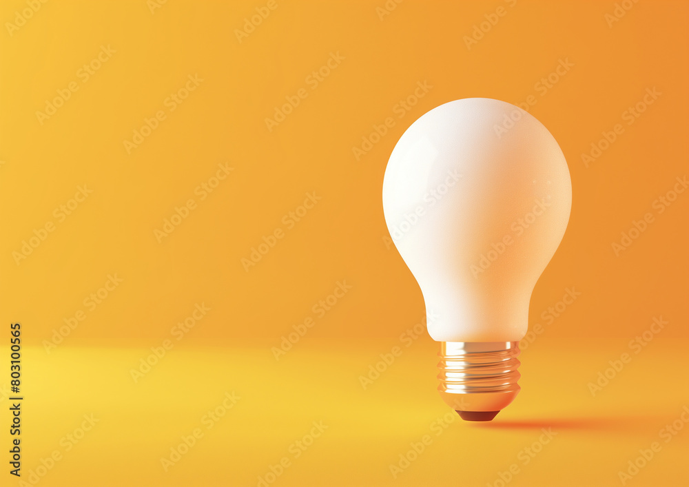 White light bulb on yellow background, concept of idea and innovation isolated on pastel orange color background, Generative AI White light bulb on yellow background, concept of idea and innovation isolated on pastel orange color background, Generative AI