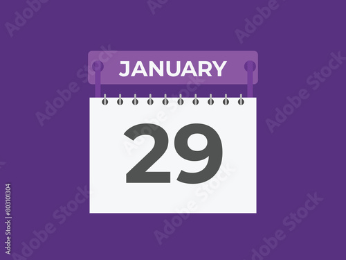 january 29 calendar reminder. 29 january daily calendar icon template. Calendar 29 january icon Design template. Vector illustration
