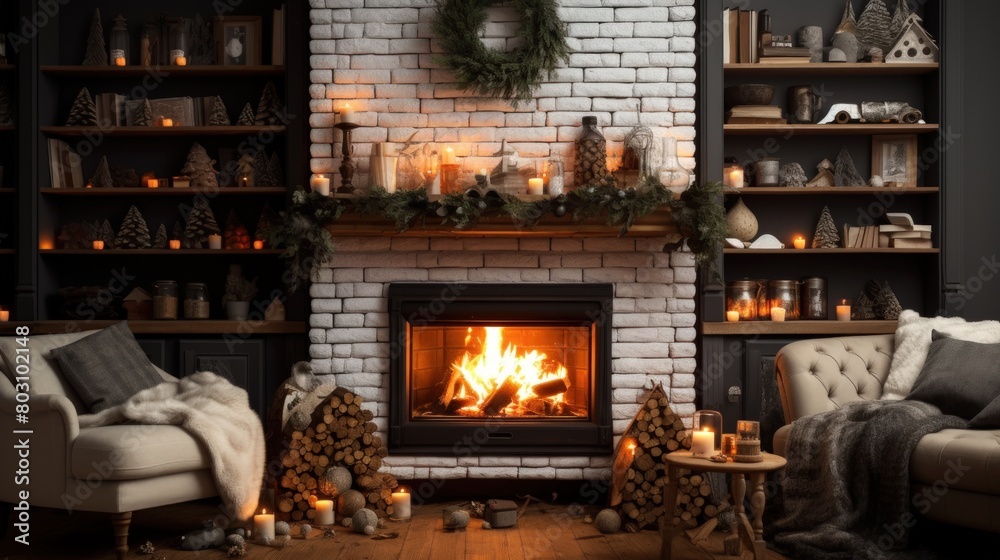 Adapting fireplace decor based on seasons and festivities. In the spirit of hygge. Adapting fireplace decor based on seasons and festivities. In the spirit of hygge.