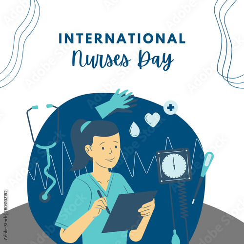 International Nurse Day poster Template, Nurse Day 12th May with white background 