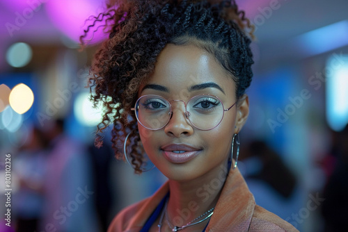 A confident businesswoman networking at a corporate event, her charisma and professionalism making meaningful connections and fostering valuable relationships photo