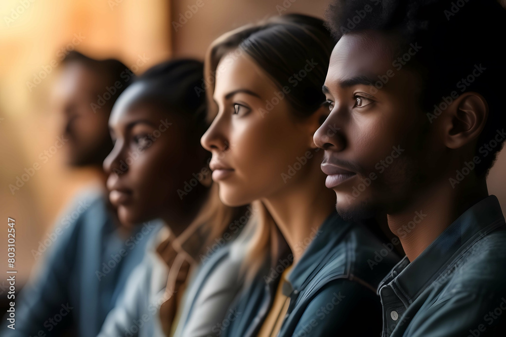 Side view of Multi ethnic small group of people, Diversity, inclusion, equality concept
Side view of Multi ethnic small group of people, Diversity, inclusion, equality concept