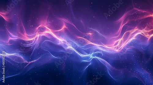 Abstract purple and blue background with glowing waves  perfect for creating elegant design elements or a modern banner. The dark color scheme adds depth to the curves of light
