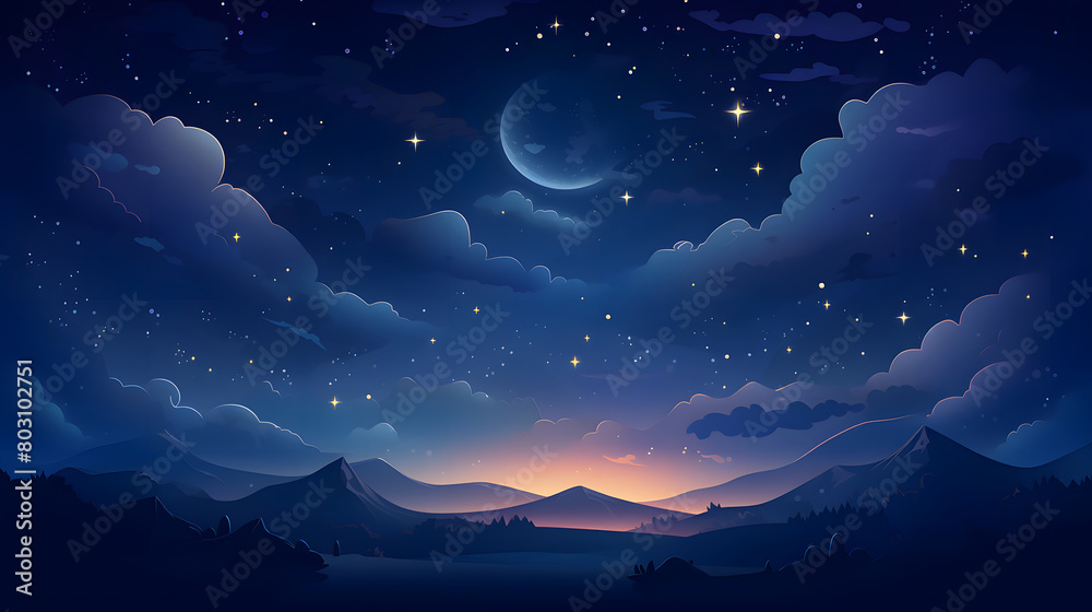 Digital calm night stars and moon abstract art design graphic poster web page PPT background Digital calm night stars and moon abstract art design graphic poster web page PPT background