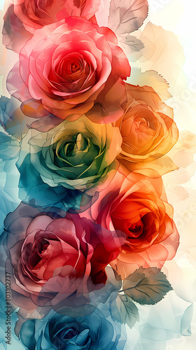 Vintage Rose Pattern with Seamless Floral Background.A classic bouquet of red roses conveys timeless love and beauty.