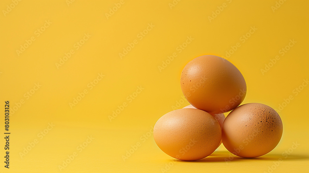 Chicken eggs on a yellow background Chicken eggs on a yellow background
