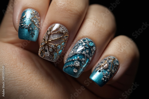 Art of Nail Decoration Comprising Various Colors  Patterns  and Designs.