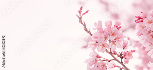 Cherry blossoms and white background. 桜と白背景	
