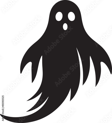 Silhouette of a ghost. Halloween scary ghostly monsters vector illustration.