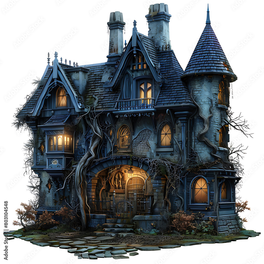 Haunted house on isolated transparent background Haunted house on isolated transparent background