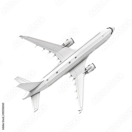 White paper airplane on isolated transparent background