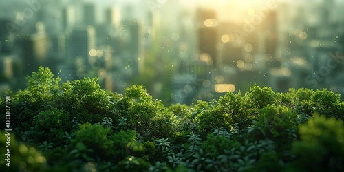 A lush green hillside with a city in the background photo