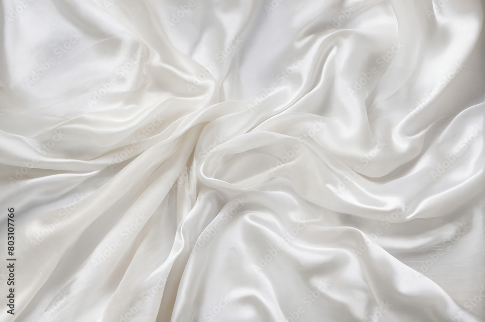 Timeless Elegance: A Close-up View of Luxurious Rippled White Silk Fabric, Evoking Purity and Sophistication, Perfect as an Abstract Background. ai generated Timeless Elegance: A Close-up View of Luxurious Rippled White Silk Fabric, Evoking Purity and Sophistication, Perfect as an Abstract Background. ai generated