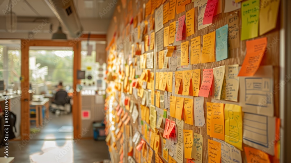 Fototapeta premium A wall full of post-it notes with ideas