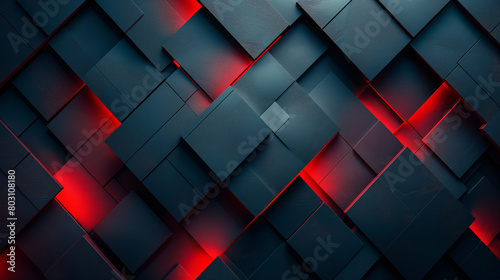 Abstract geometric shapes in red and blue tones. Ideal for futuristic and modern themes in design and art installations. photo