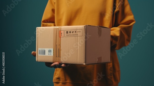 Delivery Person Holding a Package photo