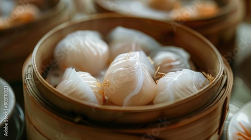 Close up of Dim Sum for advertisement. Asian food concept.