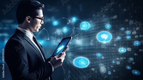 Businessman Using Smartphone with AI Voice to Text Technology: A Future of International, Personal Communication and Instant Language Translation