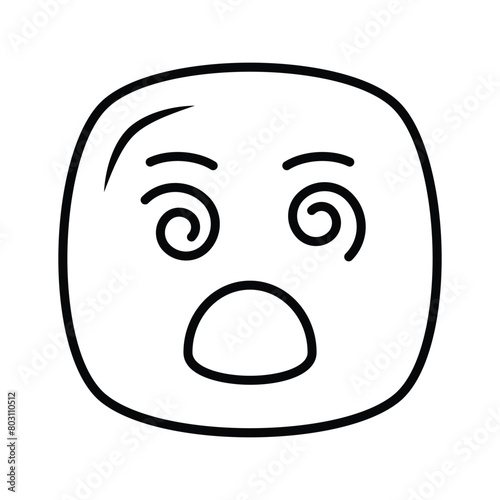 Dizzy emoji icon, dizziness expression vector design