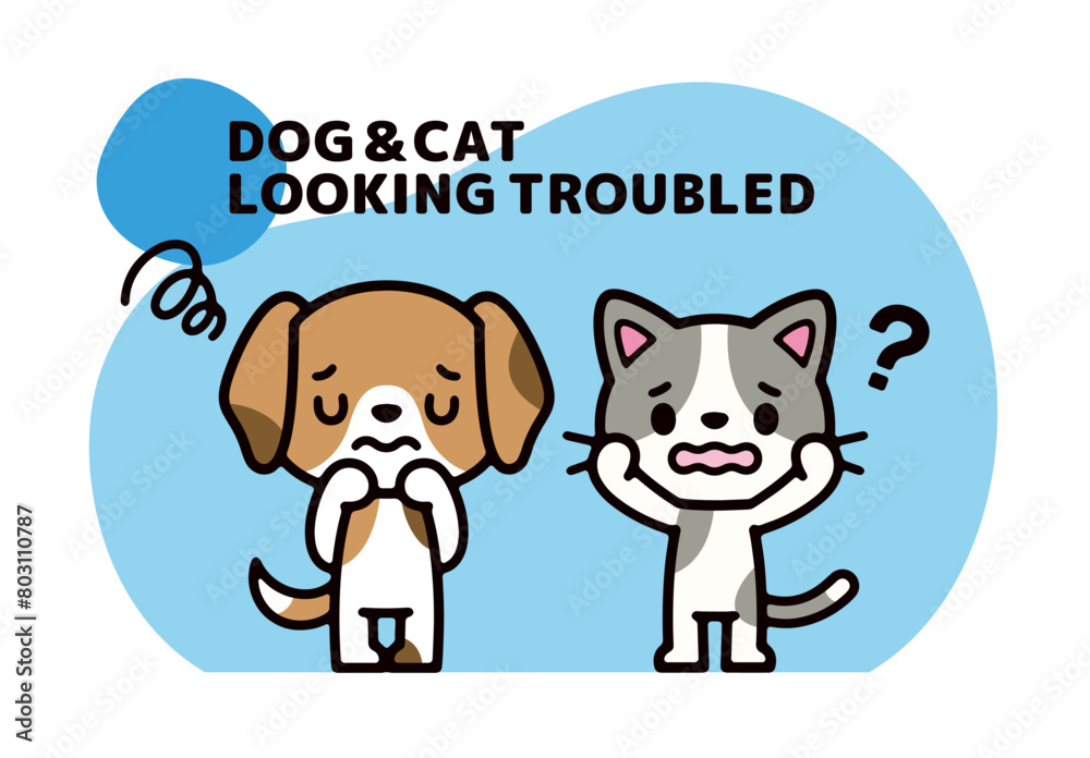 illustration of dog and cat characters in trouble illustration of dog and cat characters in trouble