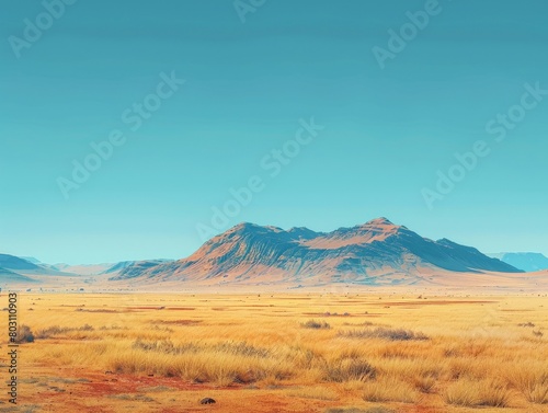 Landscape of South Africa's vast savannah under a clear blue sky.