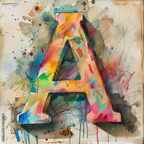 Abstract Art: Vibrant "A" Letter Painting