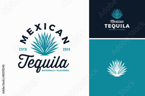 Mexican Blue Agave Plant for Tequila Vintage Drink Label or Beverage Bar Pub Tavern Logo Design photo