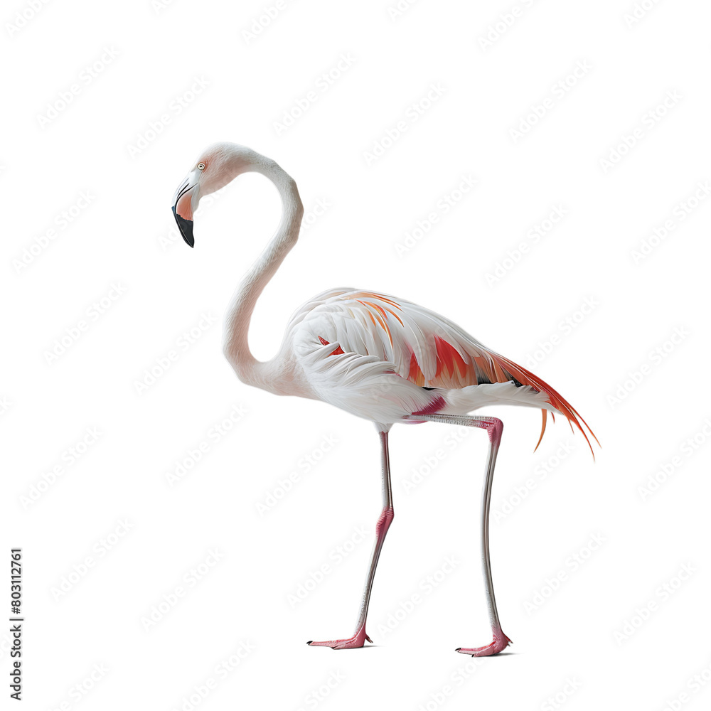 Fototapeta premium Flamingo on isolated transparent background