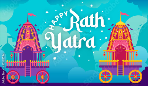 Flat rath yatra banner background illustration