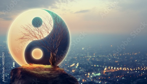 Logo Chinese metaphysical Oracle, Serene Willow Sage, City of Yin with detailed nature lights and reflections, high definition, ultra - realistic, 8k resolution photo