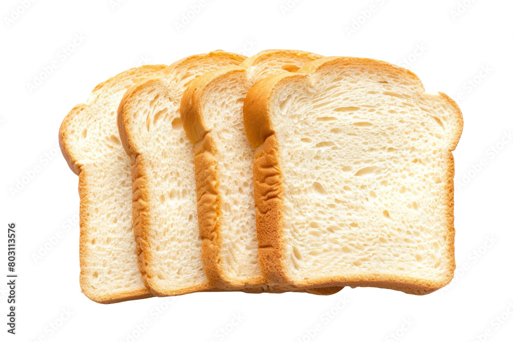 Freshly Sliced White Bread Isolated on White and Transparent Background Freshly Sliced White Bread Isolated on White and Transparent Background