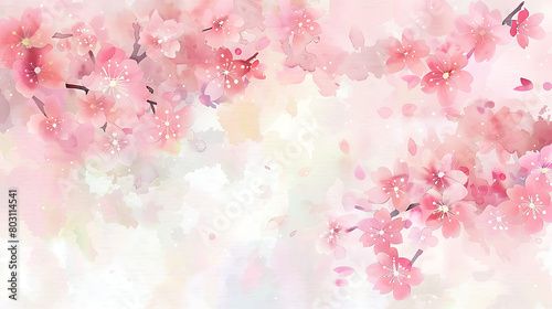  Cherry blossom watercolor painting, fluffy and soft hand drawn